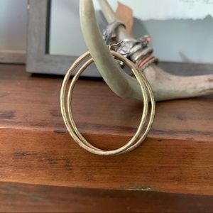 Hammered Gold Tone Hoop Earrings